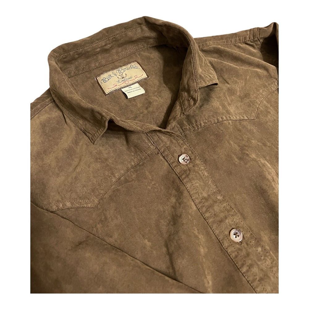 Bit & Bridle Womens X-Large Brown Faux Suede Western Shirt Button Front Western